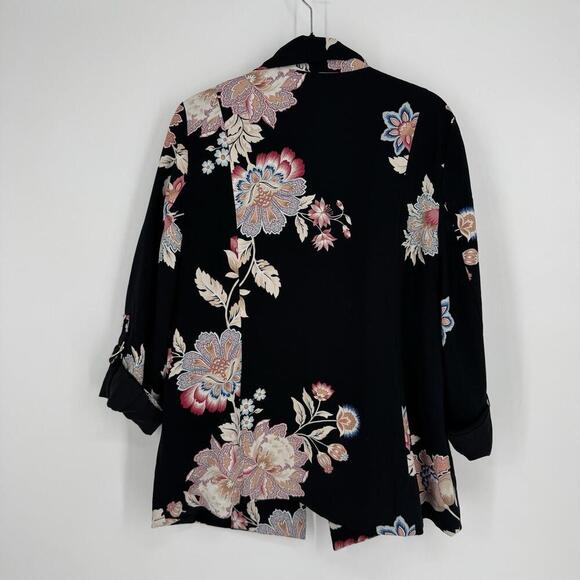 Chico's jacket womens large L drape front soft jacket floral 3/4 sleeve office - Picture 4 of 6